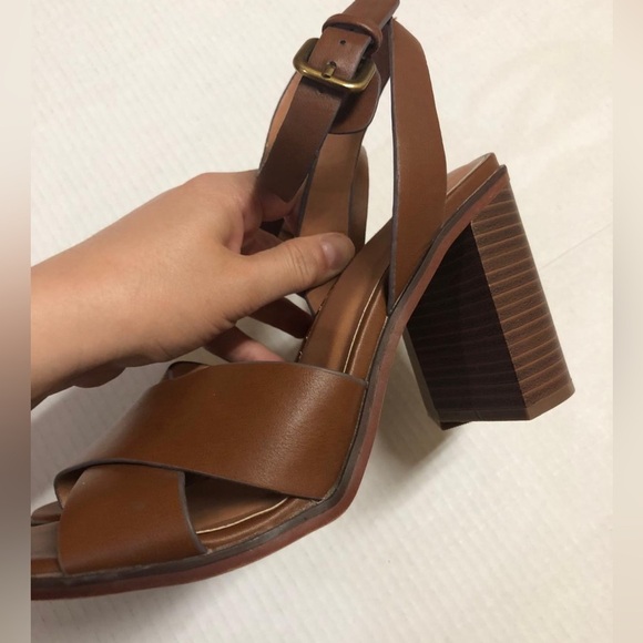 Target A New Day Beatriz Cross Band Stacked Heel Pumps Brown Size 9 - Picture 10 of 13